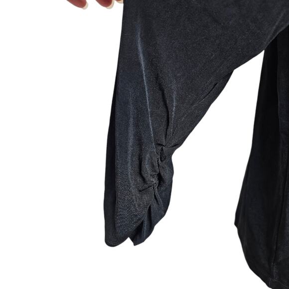 Travelers by Chico's Black Open Front Cardigan with Roushed Wrists Chico 3 US 16 - Picture 3 of 9